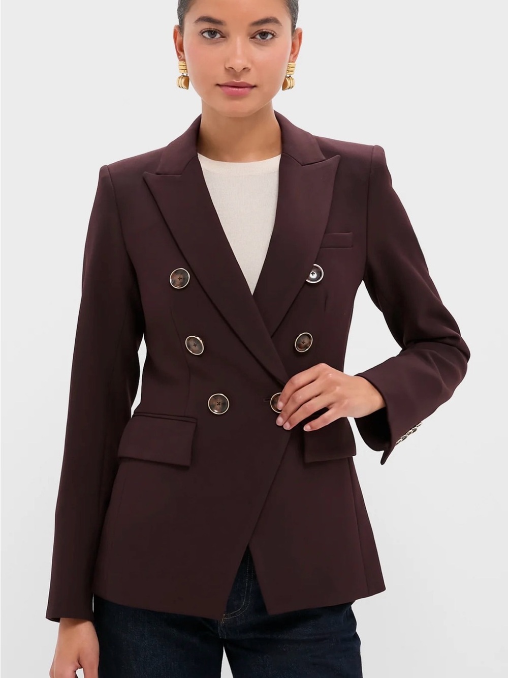 Veronica Beard Double-Breasted Blazer in Dark Currant Fall 2025